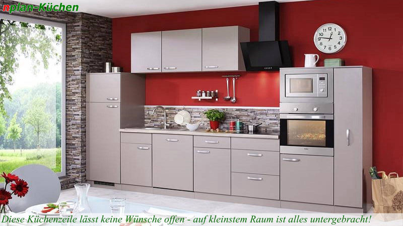 Küchenlinie Basica - Komplett ausgesstattete Küchenzeile in ansprechendem hellen Grau